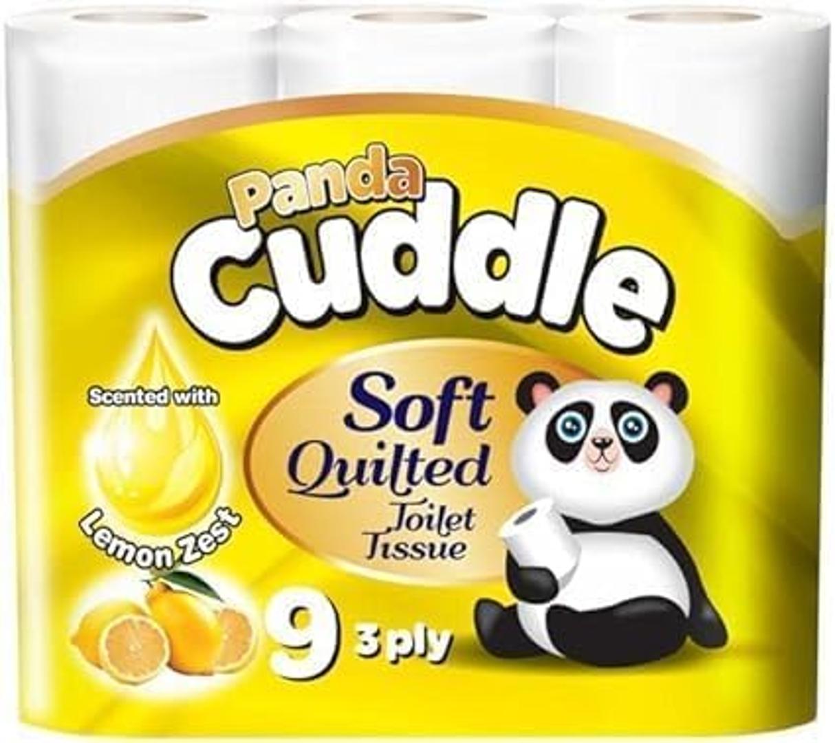 Panda Cuddle Lemon Zest Soft Quilted Toilet Rolls 9pk