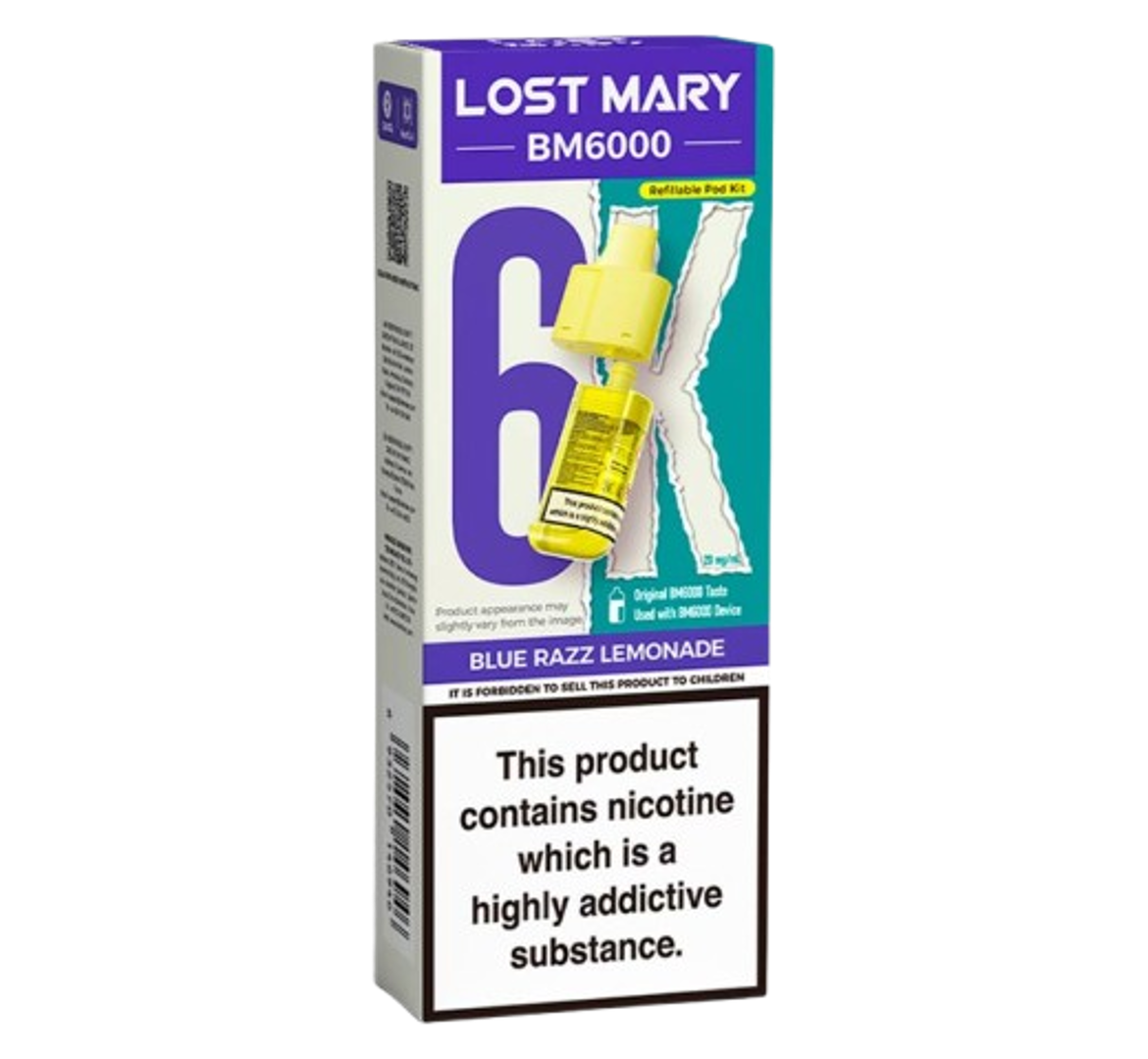 Lost Mary BM6000 Blue Razz Lemonade Refillable Pod Kit