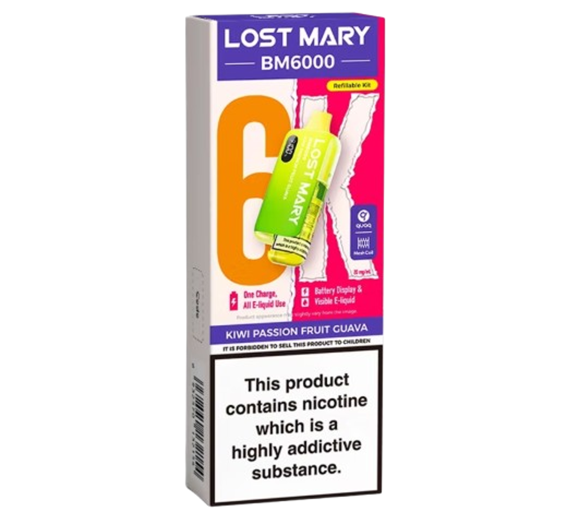 Lost Mary BM6000 Kiwi Passionfruit Guava Refillable Kit