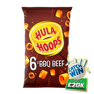 Hula Hoops BBQ Beef Potato Ring Crisps 6x24g