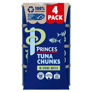 Princes 4x145g in Spring Water Tuna Chunks (4x102g Drained)