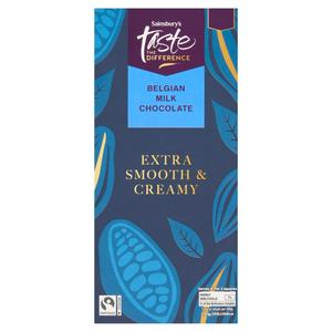 Sainsbury's 100g Belgian Milk Chocolate Extra Smooth & Creamy Chocolate Bar, Tas