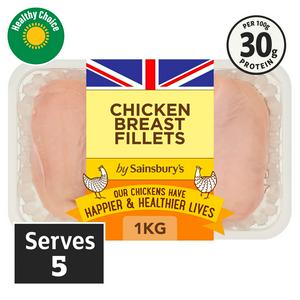 Sainsbury's 1kg British Fresh Skinless & Boneless Chicken Breast Fillets