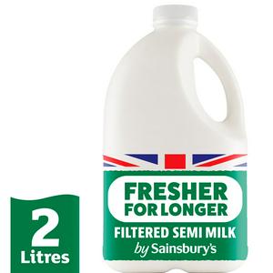 Sainsbury's 2L Fresher for Longer Filtered Semi-Skimmed Milk